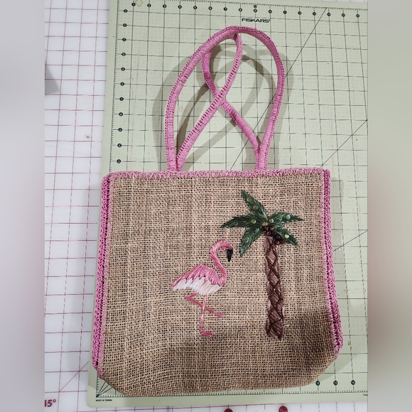 Sun and Sand Straw Beach Bag Flamingo - Picture 5 of 5